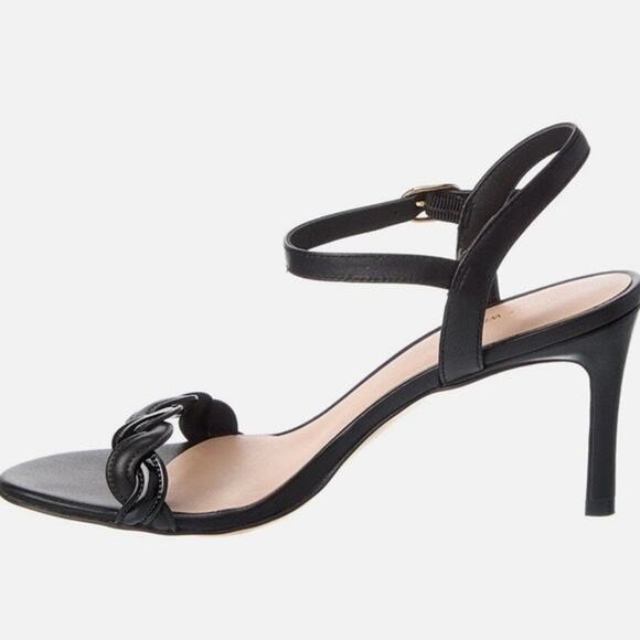 Stuart Weitzman Dancer Twistie 75 Black Leather Sandal Size 6 - Picture 2 of 2